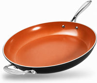 GOTHAM STEEL 14 Inch Extra Large Non Stick Frying Pans Skillet, Copper | Nonstick Ceramic Non Toxic Coating PFAS-Free, Diamond & Titanium Reinforced, Stay Cool Handle, Oven & Dishwasher Safe: Home & Kitchen