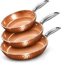 GOTHAM STEEL Hammered 3 Pc Nonstick Frying Pans Set | 8, 10, 12" Fry Pans, Non Toxic PFOA/PFOS/PTFE Free, Induction Compatible, Oven and Dishwasher Safe: Home & Kitchen
