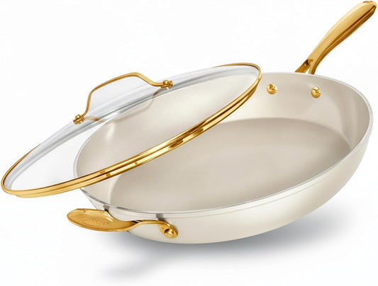 GOTHAM STEEL 14 Inch Non Stick Frying Pans Nonstick Skillet, Ceramic Pan for Cooking Non Toxic, Nonstick Frying Pan Skillets with Stay Cool Handle, Fry Pans, Oven and Dishwasher Safe