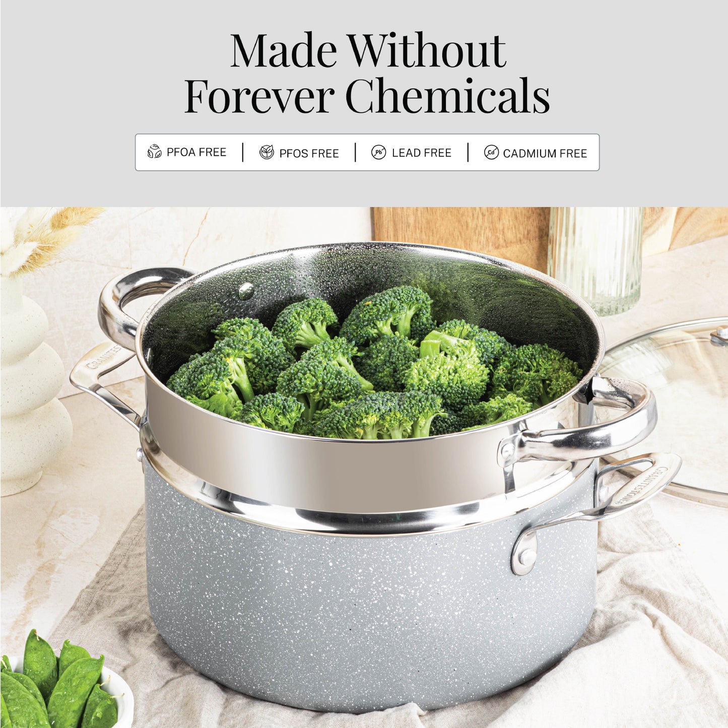 Granitestone 20 Pc Ceramic Cookware Set Nonstick, Complete Pots and Pans Set Non Stick for Kitchen with 5 Pc Bakeware Set, Deep Frying Pan Set, & Steamer, Non Toxic PFOA Free, Oven & Dishwasher Safe (Copy)