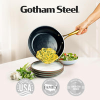Gotham Steel 15 Pc Ceramic Cookware Set Nonstick, Ceramic Pots and Pans Set Non Stick with Steamer & Cooking Utensils, Non Toxic PFOA PFOS Free, Premium Stay Cool Handles, Oven & Dishwasher Safe: Home & Kitchen — Black/Gold