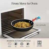 Gotham Steel 15 Pc Ceramic Cookware Set Nonstick, Ceramic Pots and Pans Set Non Stick with Steamer & Cooking Utensils, Non Toxic PFOA PFOS Free, Premium Stay Cool Handles, Oven & Dishwasher Safe: Home & Kitchen — Black/Gold