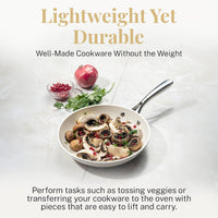 GOTHAM STEEL 5.5 Qt Saute Pan with Lid - Nonstick Deep Frying Pan, 100% PFOA Free Ceramic, Dishwasher Safe, Cream White: Home & Kitchen