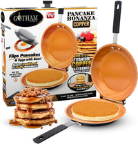 GOTHAM STEEL 8" Double Sided Pancake & Omlet Pan, Ceramic Nonstick, Copper | Titanium & Diamond Coated, Frittata, Omelette and Pancake Maker Griddle for Fluffy Pancakes, Easy to Flip, Dishwasher Safe: Home & Kitchen