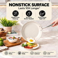 GRANITESTONE Ceraluxe 20 Pc Ceramic Cookware Set Nonstick, Diamond Infused | Pots and Pans Non Stick, Deep Frying Pan & Bakeware Set Included, Non Toxic PFAS-Free, Oven & Dishwasher Safe, Taupe: Home & Kitchen