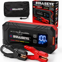 Bullseye SafetyXL 1500A Car Battery Jump Starter Portable, 12V | Safe Start Spark & Reverse Polarity Protection, 2250mAh Rechargeable Power Bank, LED Flashlight -for 6.0L Gas / 3.0L Diesel