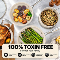 GRANITESTONE Ceraluxe 20 Pc Ceramic Cookware Set Nonstick, Diamond Infused | Pots and Pans Non Stick, Deep Frying Pan & Bakeware Set Included, Non Toxic PFAS-Free, Oven & Dishwasher Safe, Taupe: Home & Kitchen