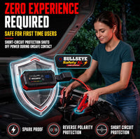 Bullseye SafetyXL 1000A Car Battery Jump Starter Portable, 12V | Spark + Reverse Polarity Protection, 1800 mAh, Rechargeable Power Bank, LED Flashlight - for 6.0L Gas / 3.0L Diesel Engines