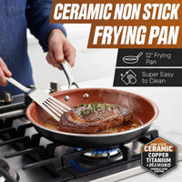 GOTHAM STEEL 12 Inch Copper Non Stick Frying Pans Skillet | Nonstick, Ceramic Non Toxic Coating Made Without PFOA/PTFE/PFOS, Lightweight, Stay Cool Handle, Oven and Dishwasher Safe: Home & Kitchen