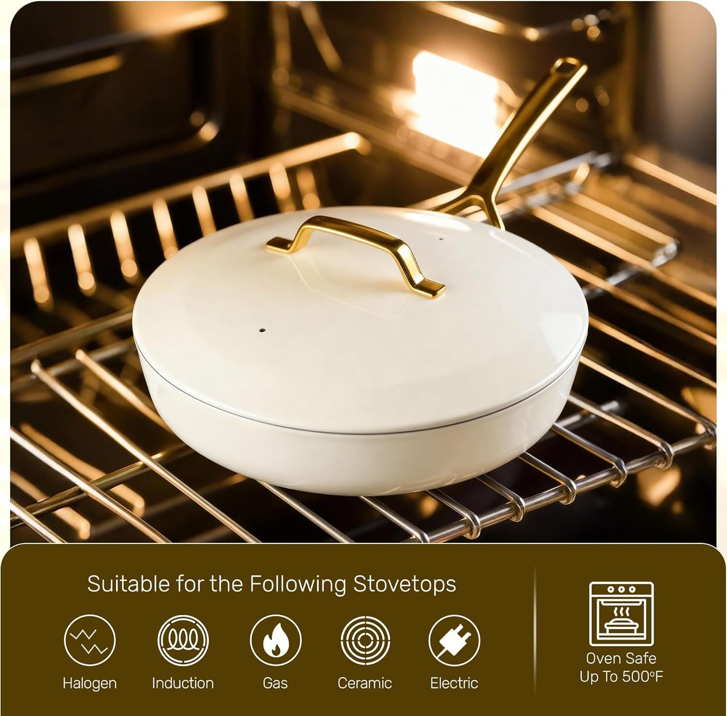 Gotham Steel Modern 11 Pc Ceramic Cookware Set, Elegantly Designed Pots and Pans Set Non Stick with Steamer, Induction Bottom, Premium Stay Cool Handles, Non Toxic PFOA Free, Oven & Dishwasher Safe