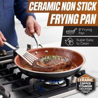 GOTHAM STEEL 8 Inch Copper Non Stick Frying Pans Skillet | Nonstick, Ceramic Non Toxic Coating PFAS-Free, Titanium & Diamond Coated, Lightweight, Oven & Dishwasher Safe: Home & Kitchen