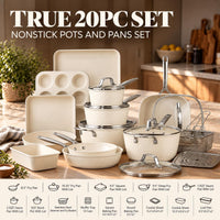 GOTHAM STEEL HAMMERED 20 Pc Titanium Ceramic Cookware Set, Diamond Infused | Pots and Pans with Bakeware Non Stick, Diamond Infused, 3.0MM Gauge, Non Toxic PFAS-Free, Induction, Oven & Dishwasher Safe