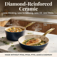 GOTHAM STEEL HAMMERED 20 Pc Titanium Ceramic Cookware Set, Diamond Infused | Pots and Pans with Bakeware Non Stick, Diamond Infused, 3.0MM Gauge, Non Toxic PFAS-Free, Induction, Oven & Dishwasher Safe