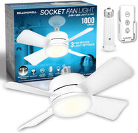 SOCKET BREEZE 15.4" Socket Fan Light Celing Fan with Remote Control | 1000 Lumens, 3 Speed & Light Modes, Portable Easy to Install Ceiling Fans Replacement for Bedroom, Bathroom, Living Room - Amazon.com