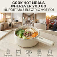 CERAMAX PRO 1.5L Electric Hot Pot with Lid & Steamer | Adjustable Temp, Non Toxic Ceramic Cooker Skillet for Ramen, Eggs, Pasta for Dorms, Camping, RV - New Improved 2026 Model