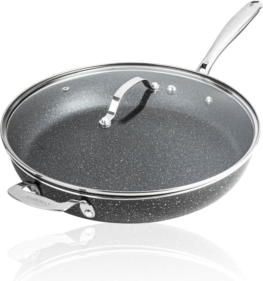 Granitestone 14 Inch Large Frying Pan with Lid, Ceramic Non Stick Frying Pans Skillet, Non Toxic Frying Pans Nonstick for Sauté & Cooking, PFAS & PFOA Free, Oven & Dishwasher Safe