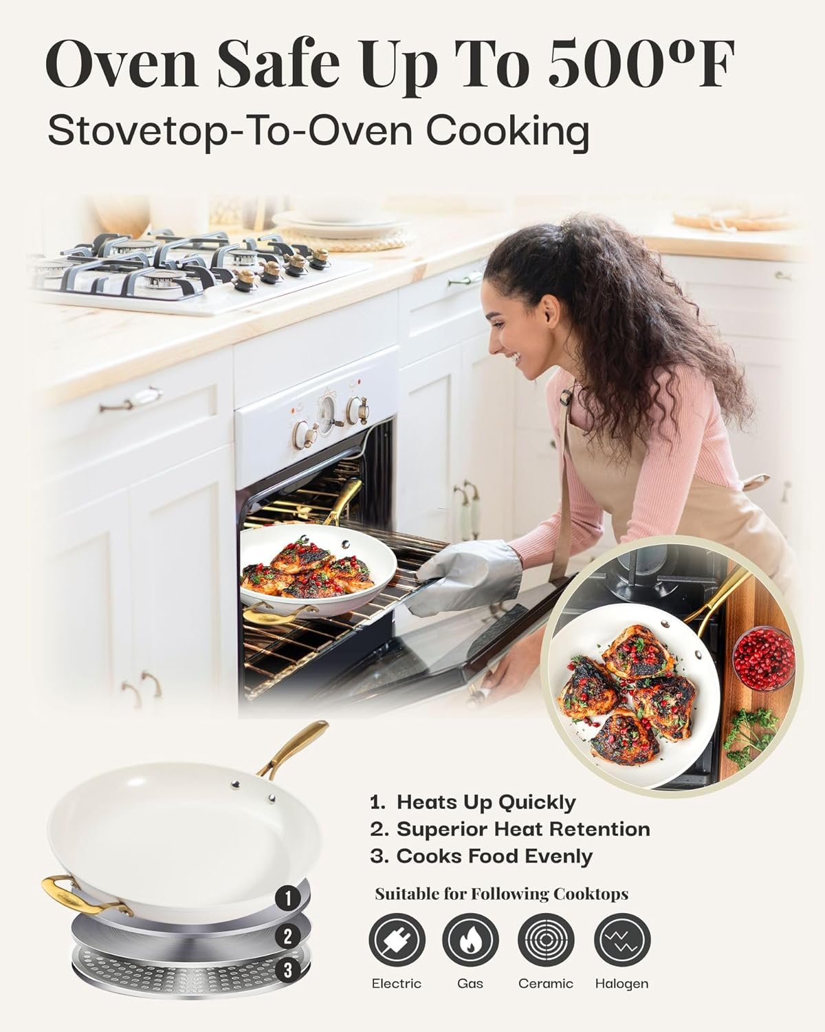 GOTHAM STEEL 14 Inch Non Stick Frying Pans Nonstick Skillet, Ceramic Pan for Cooking Non Toxic, Nonstick Frying Pan Skillets with Stay Cool Handle, Fry Pans, Oven and Dishwasher Safe