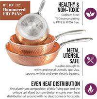 GOTHAM STEEL Hammered 3 Pc Nonstick Frying Pans Set | 8, 10, 12" Fry Pans, Non Toxic PFOA/PFOS/PTFE Free, Induction Compatible, Oven and Dishwasher Safe: Home & Kitchen