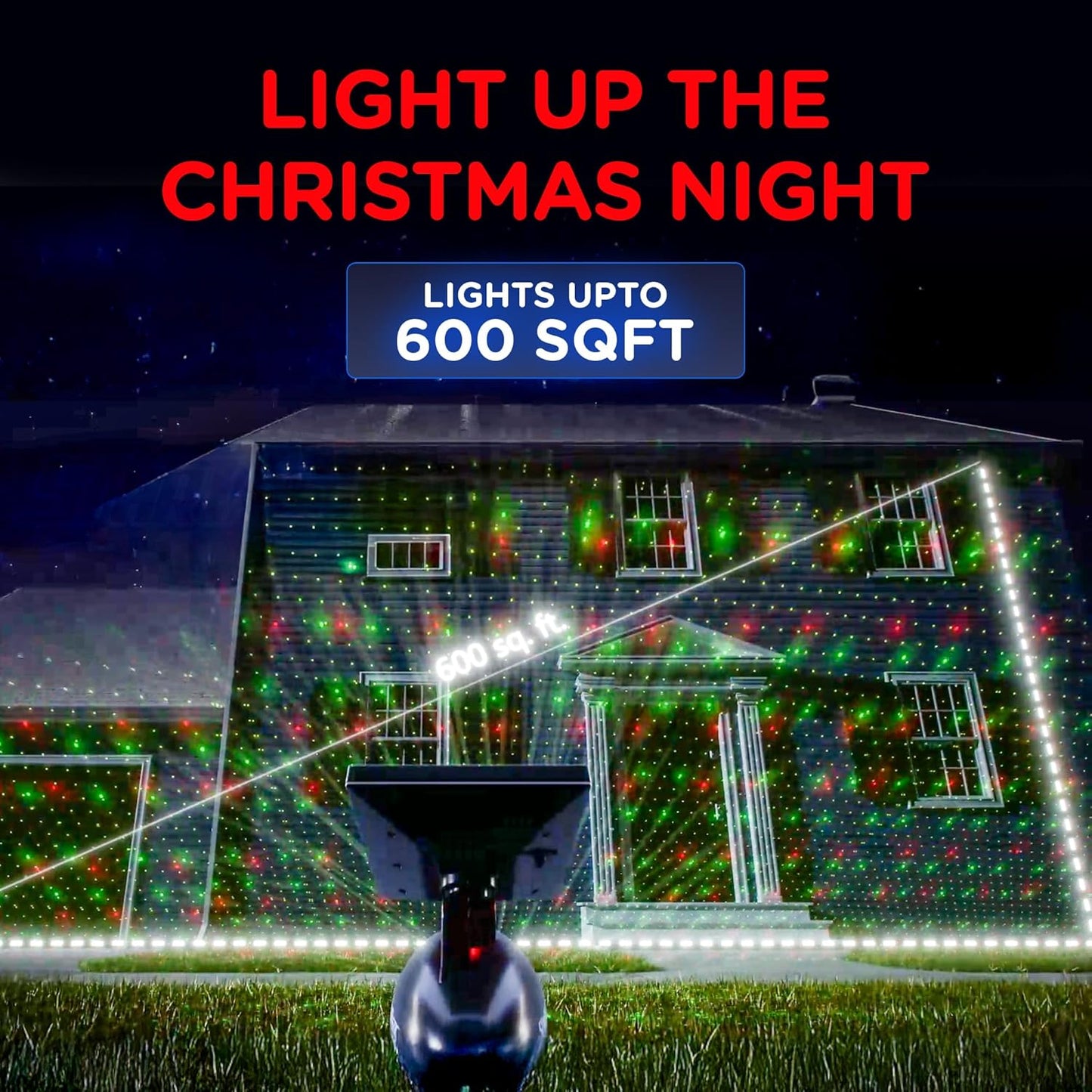 Startastic Solar Christmas Lights Show Projector, Solar Outdoor Christmas Decorations Without Wires for Easy Installation, Remote Control, Waterproof, LED Light Projector for House, Party, Yard