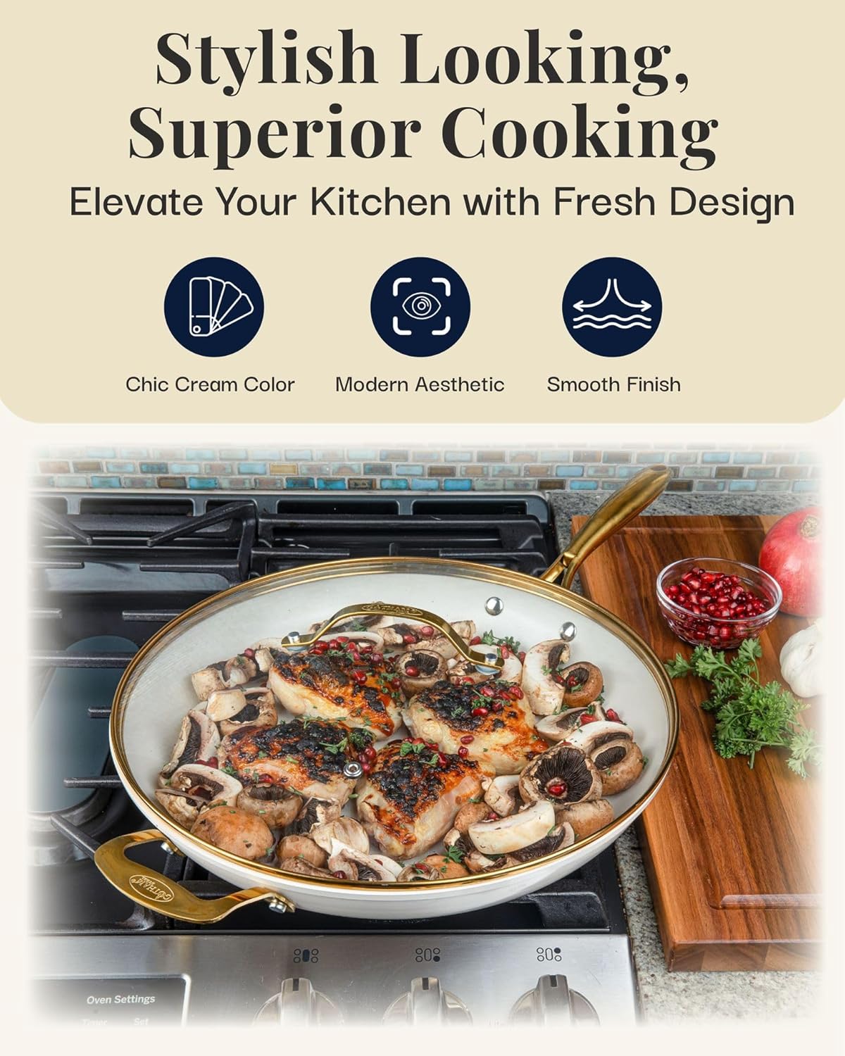 GOTHAM STEEL 14 Inch Non Stick Frying Pans Nonstick Skillet, Ceramic Pan for Cooking Non Toxic, Nonstick Frying Pan Skillets with Stay Cool Handle, Fry Pans, Oven and Dishwasher Safe