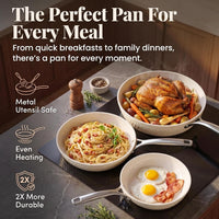 GOTHAM STEEL Hammered 3 Pc Titanium Ceramic Nonstick Frying Pans Set, White | 8,10,12 Inch Fry Pan Skillets Included, Non Toxic PTFE/PFOS/PFOA Free, Induction Compatible, Oven & Dishwasher Safe, Navy