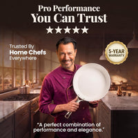 GOTHAM STEEL Hammered 3 Pc Titanium Ceramic Nonstick Frying Pans Set, White | 8,10,12 Inch Fry Pan Skillets Included, Non Toxic PTFE/PFOS/PFOA Free, Induction Compatible, Oven & Dishwasher Safe, Navy