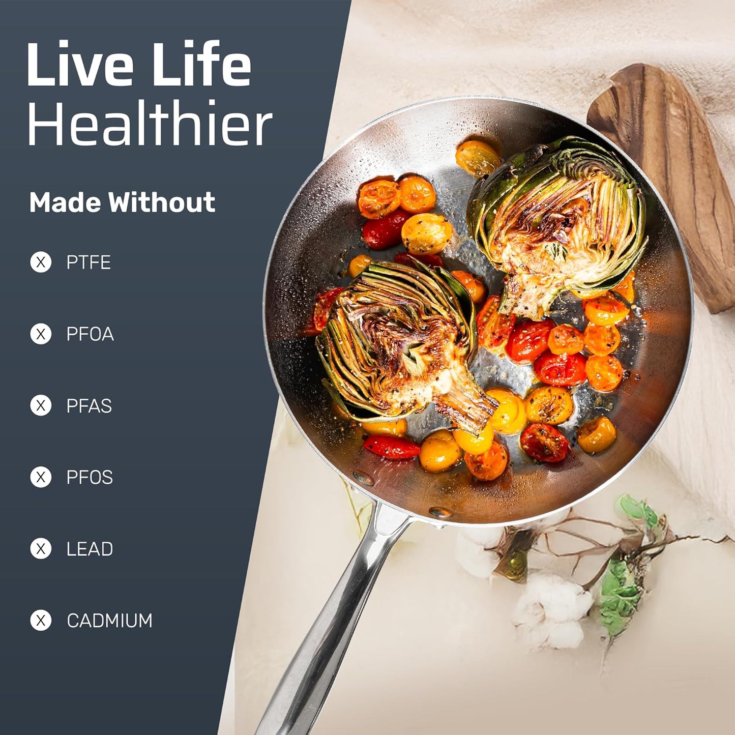 Gotham Steel 10 Pcs Stainless Steel Cookware Set, Pots and Pans Set with Induction Cookware, Made Without PTFE PFOA PFOS, Metal Utensil Safe, Oven and Dishwasher Safe