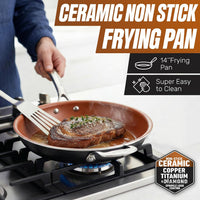 GOTHAM STEEL 14 Inch Extra Large Non Stick Frying Pans Skillet, Copper | Nonstick Ceramic Non Toxic Coating PFAS-Free, Diamond & Titanium Reinforced, Stay Cool Handle, Oven & Dishwasher Safe: Home & Kitchen