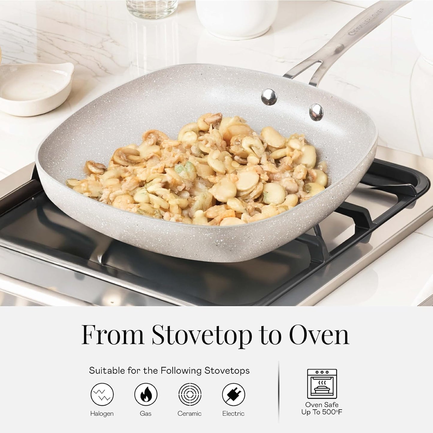 Granitestone 20 Pc Ceramic Cookware Set Nonstick, Complete Pots and Pans Set Non Stick for Kitchen with 5 Pc Bakeware Set, Deep Frying Pan Set, & Steamer, Non Toxic PFOA Free, Oven & Dishwasher Safe