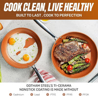 GOTHAM STEEL 12 Inch Copper Non Stick Frying Pans Skillet | Nonstick, Ceramic Non Toxic Coating Made Without PFOA/PTFE/PFOS, Lightweight, Stay Cool Handle, Oven and Dishwasher Safe: Home & Kitchen