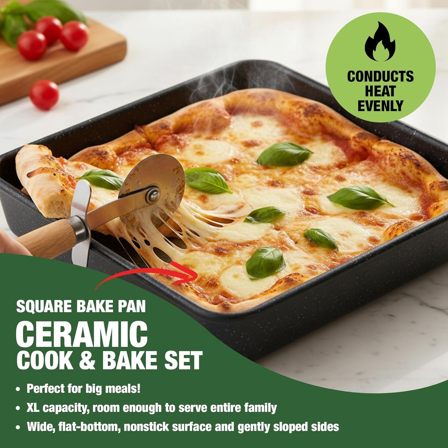 Granitestone 20 Pc Ceramic Cookware Set Nonstick, Complete Pots and Pans Set Non Stick for Kitchen with 5 Pc Bakeware Set, Deep Frying Pan Set, & Steamer, Non Toxic PFOA Free, Oven & Dishwasher Safe