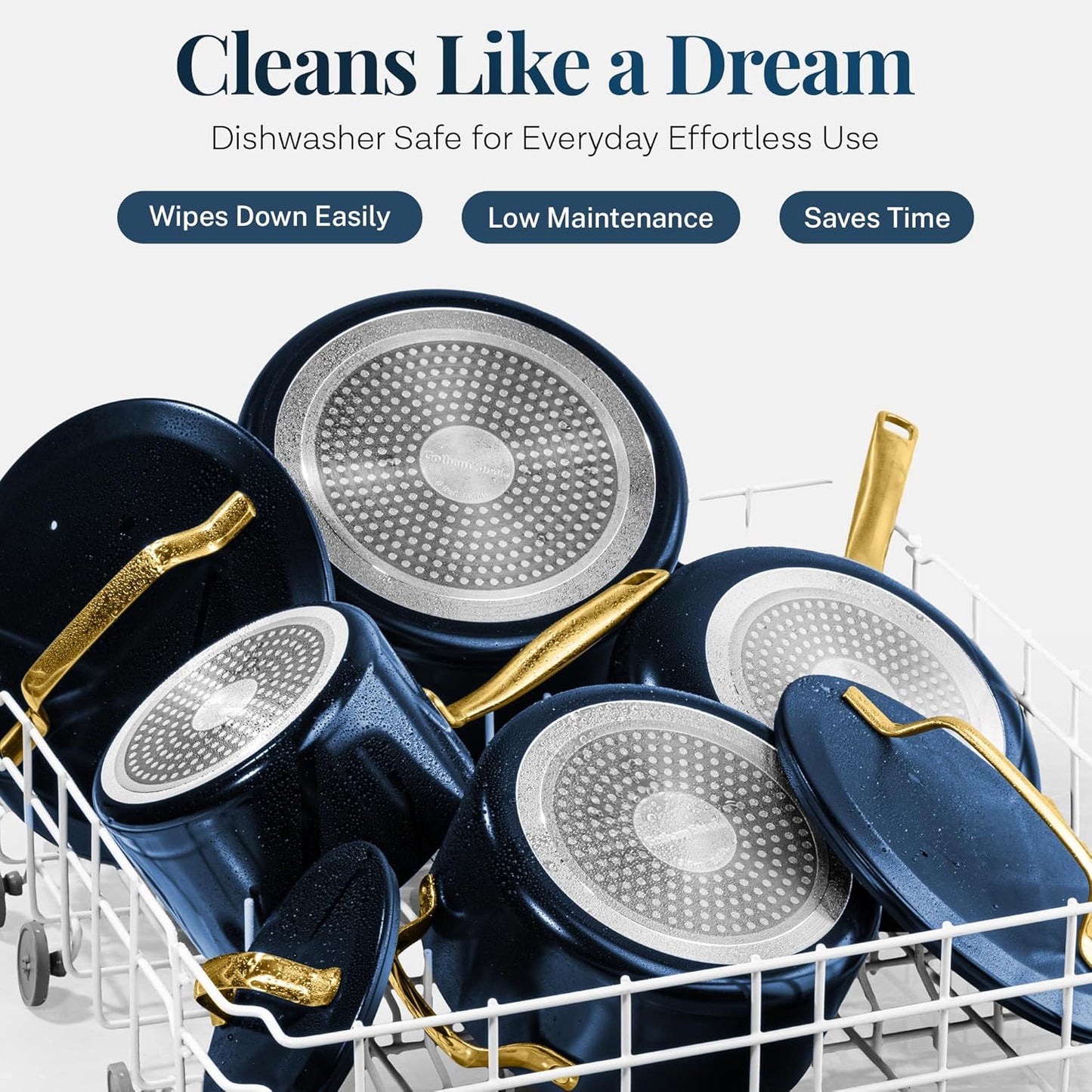 Gotham Steel Modern 11 Pc Ceramic Cookware Set, Elegantly Designed Pots and Pans Set Non Stick with Steamer, Induction Bottom, Premium Stay Cool Handles, Non Toxic PFOA Free, Oven & Dishwasher Safe (Copy) (Copy)