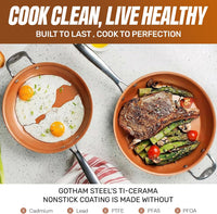 GOTHAM STEEL 14 Inch Extra Large Non Stick Frying Pans Skillet, Copper | Nonstick Ceramic Non Toxic Coating PFAS-Free, Diamond & Titanium Reinforced, Stay Cool Handle, Oven & Dishwasher Safe: Home & Kitchen