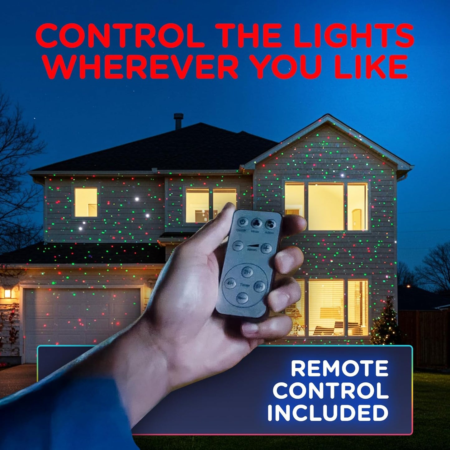 Startastic Solar Christmas Lights Show Projector, Solar Outdoor Christmas Decorations Without Wires for Easy Installation, Remote Control, Waterproof, LED Light Projector for House, Party, Yard