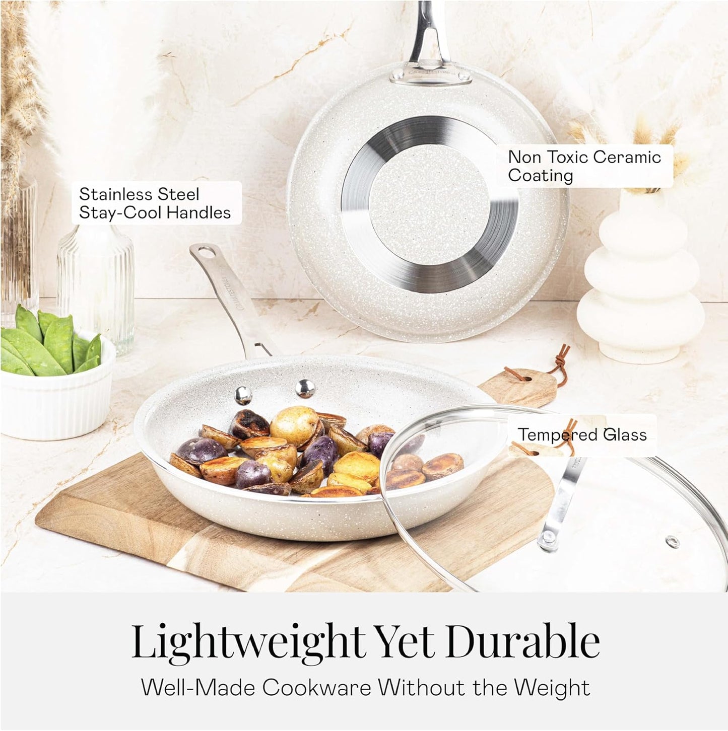 Granitestone 20 Pc Ceramic Cookware Set Nonstick, Complete Pots and Pans Set Non Stick for Kitchen with 5 Pc Bakeware Set, Deep Frying Pan Set, & Steamer, Non Toxic PFOA Free, Oven & Dishwasher Safe