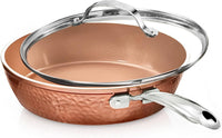 Gotham Steel 10 Inch Hammered Non Stick Frying Pans, Nonstick Frying Pan with Lid, Nonstick Pan, Ceramic Frying Pans Nonstick Skillet, Ceramic Pan, Non Stick Pan, Copper Pan, Dishwasher / Oven Safe: Home & Kitchen