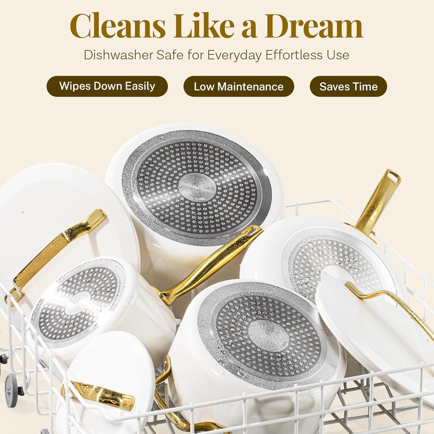 Gotham Steel Modern 11 Pc Ceramic Cookware Set, Elegantly Designed Pots and Pans Set Non Stick with Steamer, Induction Bottom, Premium Stay Cool Handles, Non Toxic PFOA Free, Oven & Dishwasher Safe