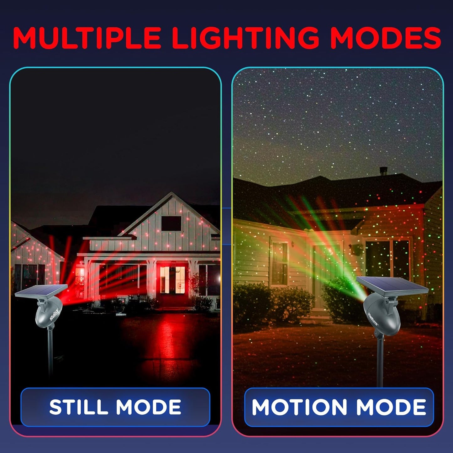 Startastic Solar Christmas Lights Show Projector, Solar Outdoor Christmas Decorations Without Wires for Easy Installation, Remote Control, Waterproof, LED Light Projector for House, Party, Yard