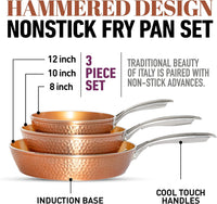 GOTHAM STEEL Hammered 3 Pc Nonstick Frying Pans Set | 8, 10, 12" Fry Pans, Non Toxic PFOA/PFOS/PTFE Free, Induction Compatible, Oven and Dishwasher Safe: Home & Kitchen
