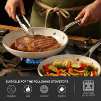 GOTHAM STEEL 12 Pc Titanium Ceramic Cookware Set Nonstick, Diamond Infused | Pots and Pans Non Stick, Non Toxic PFAS Free, Lightweight, Even Heating, Stay Cool Handles, Dishwasher & Oven Safe, Cream
