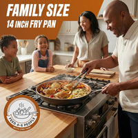 GOTHAM STEEL 14 Inch Extra Large Non Stick Frying Pans Skillet, Copper | Nonstick Ceramic Non Toxic Coating PFAS-Free, Diamond & Titanium Reinforced, Stay Cool Handle, Oven & Dishwasher Safe: Home & Kitchen