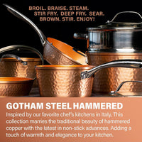 Gotham Steel 10 Inch Hammered Non Stick Frying Pans, Nonstick Frying Pan with Lid, Nonstick Pan, Ceramic Frying Pans Nonstick Skillet, Ceramic Pan, Non Stick Pan, Copper Pan, Dishwasher / Oven Safe: Home & Kitchen