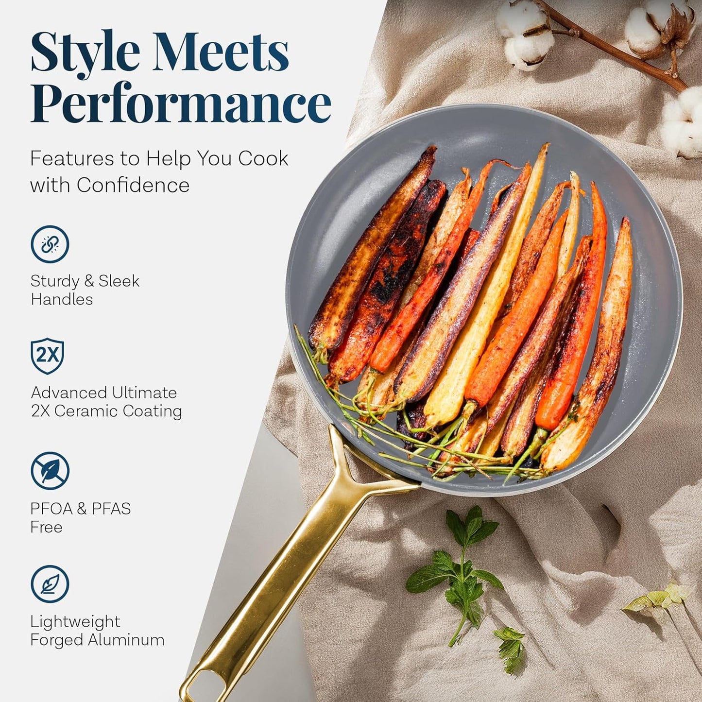 Gotham Steel Modern 11 Pc Ceramic Cookware Set, Elegantly Designed Pots and Pans Set Non Stick with Steamer, Induction Bottom, Premium Stay Cool Handles, Non Toxic PFOA Free, Oven & Dishwasher Safe (Copy) (Copy)