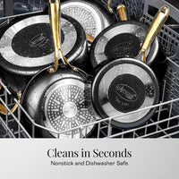 Gotham Steel 15 Pc Ceramic Cookware Set Nonstick, Ceramic Pots and Pans Set Non Stick with Steamer & Cooking Utensils, Non Toxic PFOA PFOS Free, Premium Stay Cool Handles, Oven & Dishwasher Safe: Home & Kitchen — Black/Gold