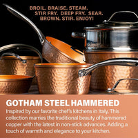 GOTHAM STEEL Hammered 3 Pc Nonstick Frying Pans Set | 8, 10, 12" Fry Pans, Non Toxic PFOA/PFOS/PTFE Free, Induction Compatible, Oven and Dishwasher Safe: Home & Kitchen