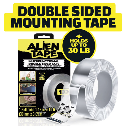 Alien Tape Double Sided Mounting Tape Heavy Duty Nano Two Sided Tape Clear Adhesive Grip, 1 Roll, 1.18 in x 10 ft