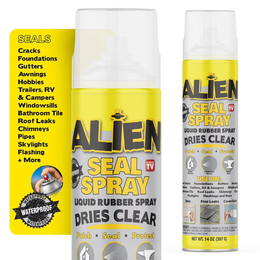 Alien Waterproof Sealant Spray Clear Caulk 14 oz Liquid Rubber Seal Insulate for Indoor Outdoor