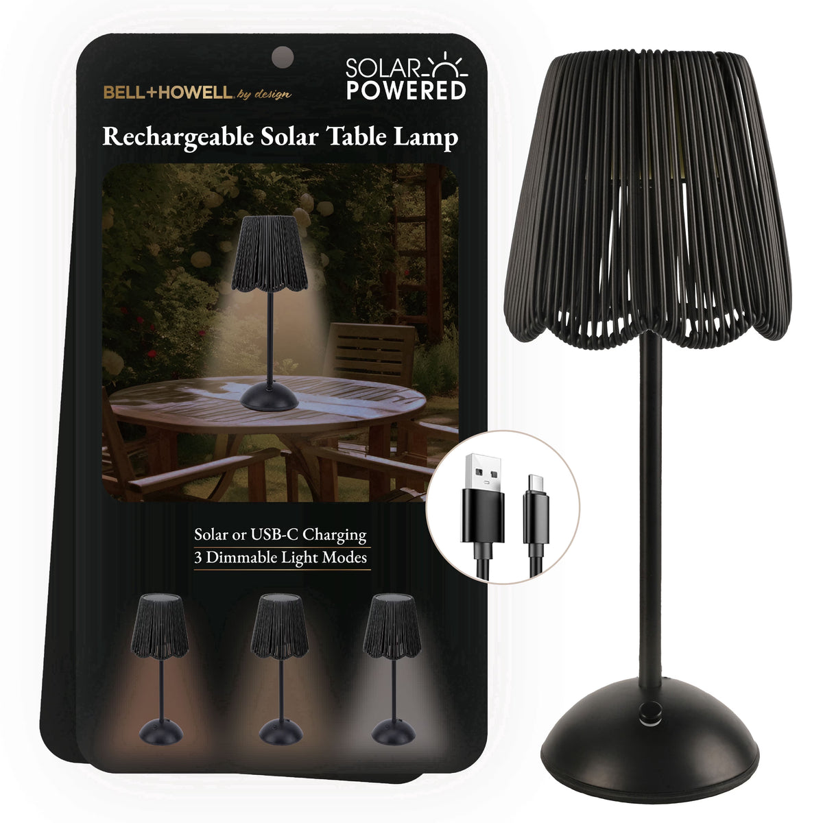 Bell + Howell Rechargeable Solar String Lamp LED Portable Indoor Outdoor Dimmable Modes