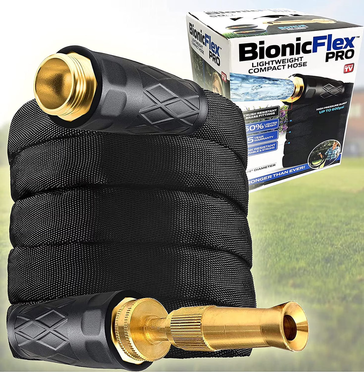 Bionic Flex Pro Garden Hose 100' ft Water Hose Outside Heavy Duty Lightweight Outdoor Hose Spray Nozzle Flexible Kink-Free