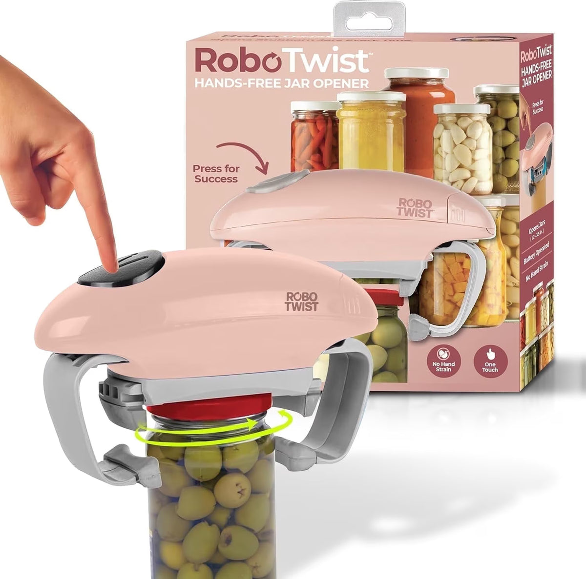 Robotwist Electric Jar Opener for Seniors with Arthritis, Automatic Jar Openers for Seniors with Improved Torque, Electric Easy Jar Lid Opener – Works on All Jar Sizes, As Seen on TV Products